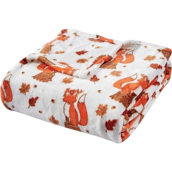 Autumn Wonder Microplush Throw Blanket (50'' x 60'') - Fox in The Forest - Picture 2 of 3